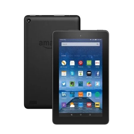 Amazon Fire 7 | 7th Generation | 16 GB Storage | 1 GB RAM | 1.3 GHz quad-core processor | 7″ IPS Display | 2 MP main camera and front-facing cameras with 720p HD video recording| 2980 mAh Battery